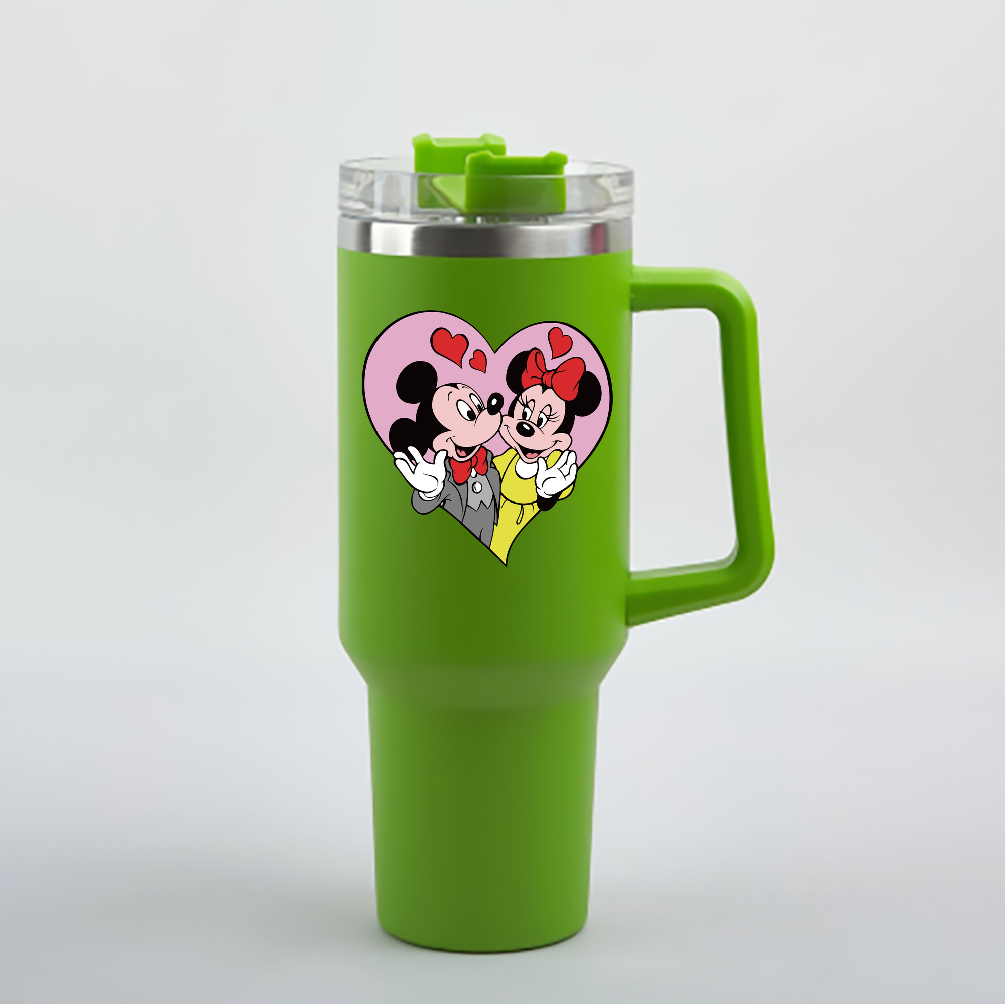 （画像用） ミッキーマウス Mickey Mouse 1200mL車用タンブラー - クリスタルステッカー（プラスチックストロー付き）